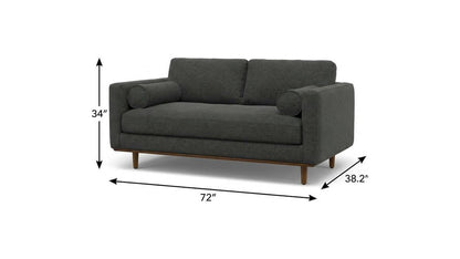 72" Gray Fabric Sofa With Ottoman With Brown Legs