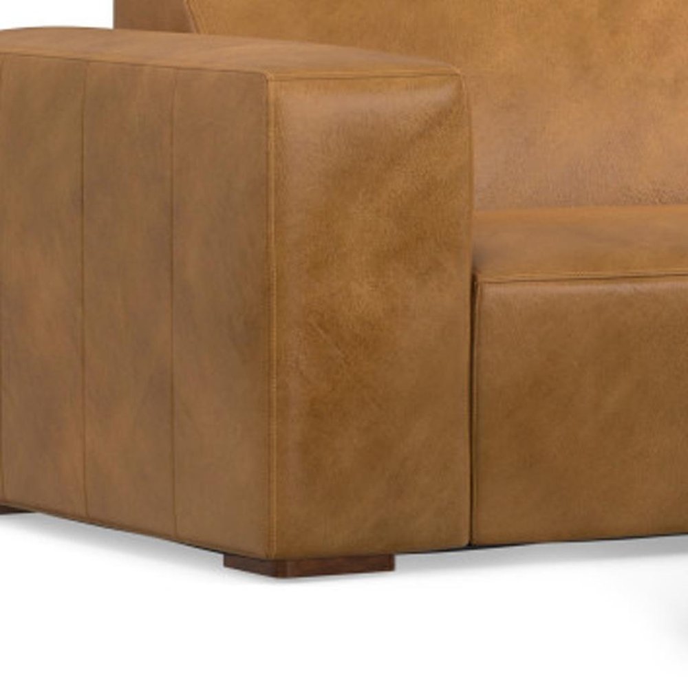 88" Sienna Leather Sofa With Ottoman With Brown Legs