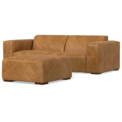 88" Sienna Leather Sofa With Ottoman With Brown Legs