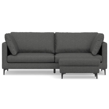 90" Gray Fabric Sofa With Ottoman With Black Legs