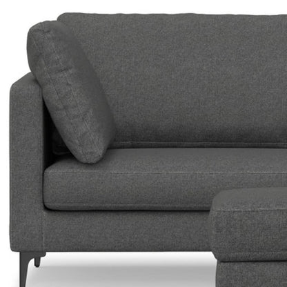 90" Gray Fabric Sofa With Ottoman With Black Legs