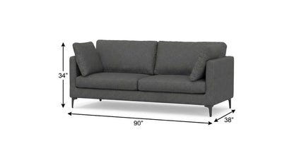 90" Gray Fabric Sofa With Ottoman With Black Legs
