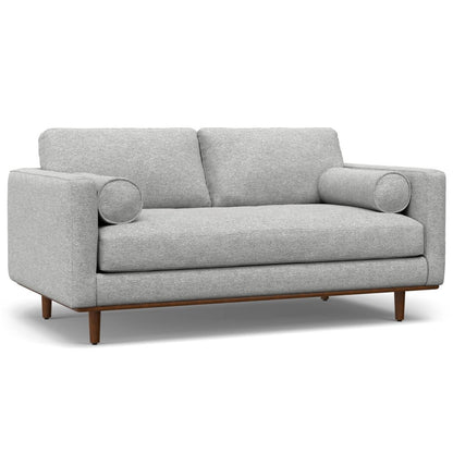 72" Gray Fabric Sofa With Ottoman With Brown Legs