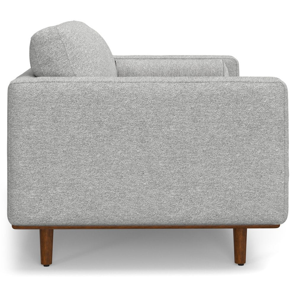 72" Gray Fabric Sofa With Ottoman With Brown Legs