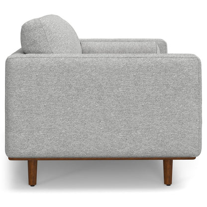 72" Gray Fabric Sofa With Ottoman With Brown Legs