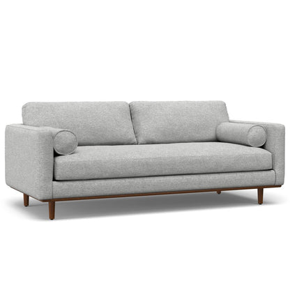 89" Gray Fabric Sofa With Ottoman With Brown Legs