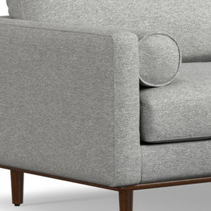 89" Gray Fabric Sofa With Ottoman With Brown Legs