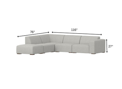 116" Gray Fabric Sofa With Ottoman With Brown Legs