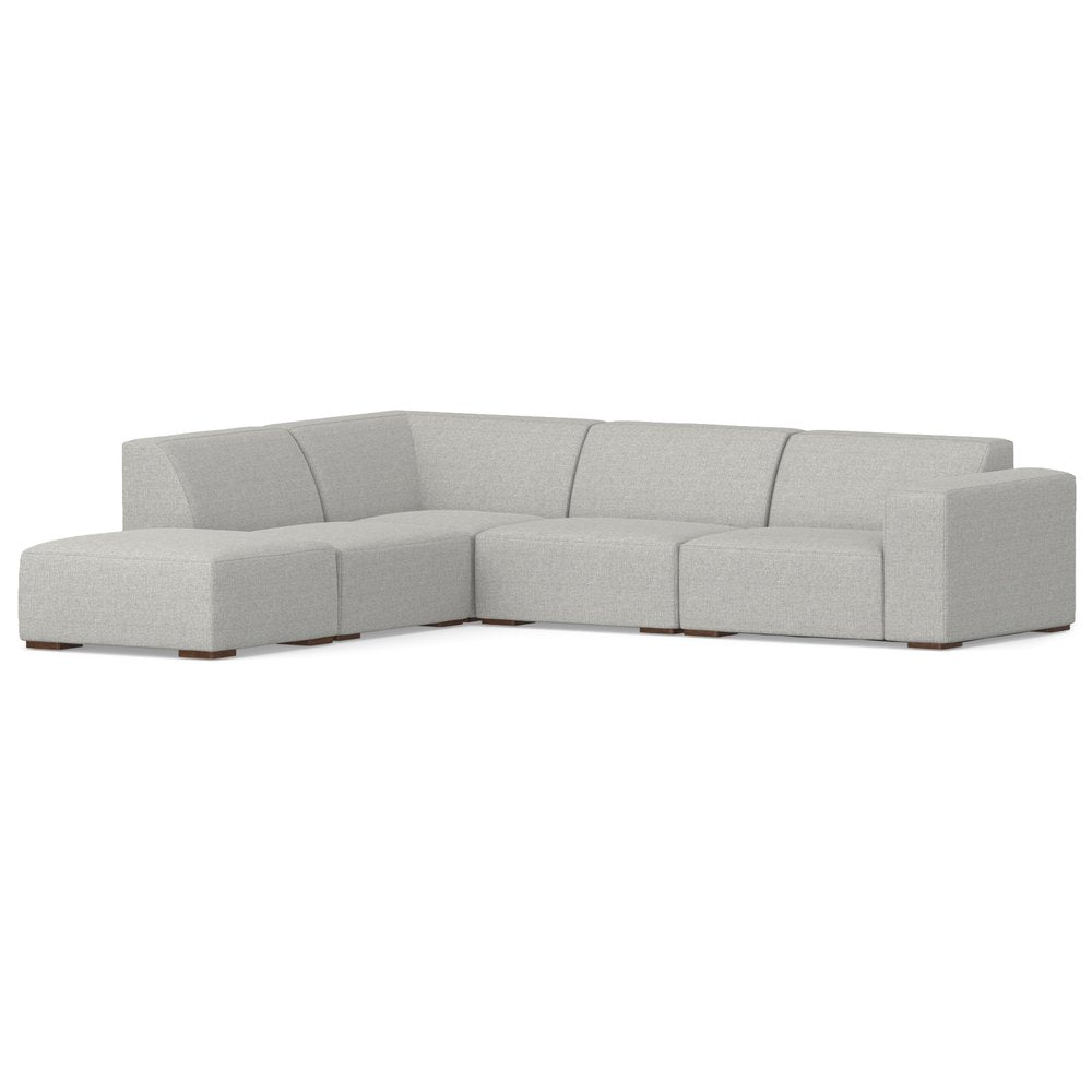 116" Gray Fabric Sofa With Ottoman With Brown Legs
