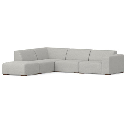 116" Gray Fabric Sofa With Ottoman With Brown Legs