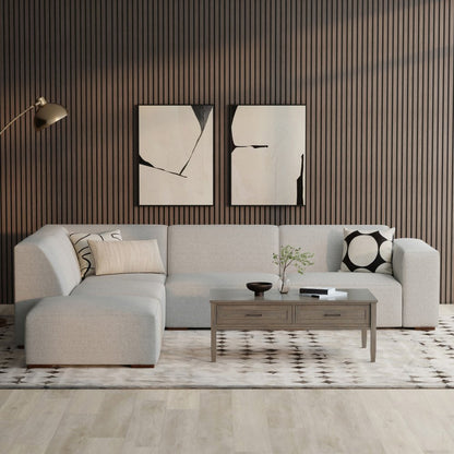 116" Gray Fabric Sofa With Ottoman With Brown Legs