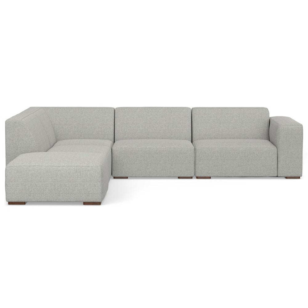 116" Gray Fabric Sofa With Ottoman With Brown Legs