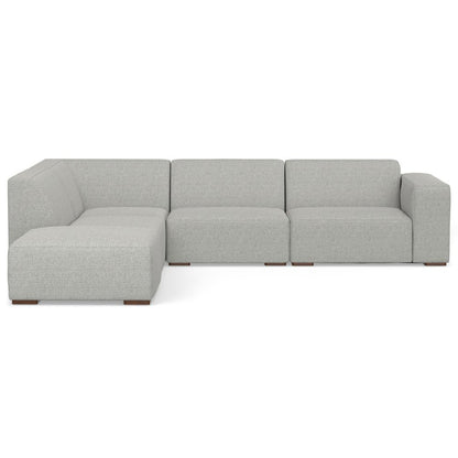 116" Gray Fabric Sofa With Ottoman With Brown Legs