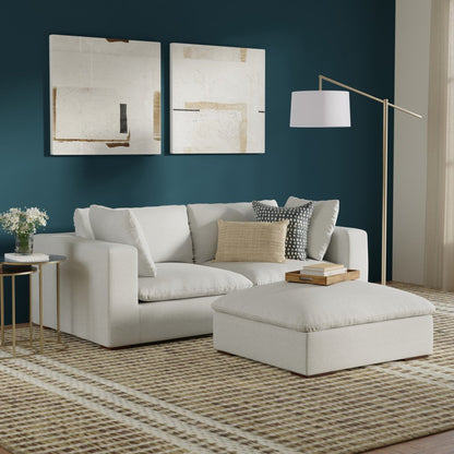 88" Gray Fabric Sofa With Ottoman With Brown Legs