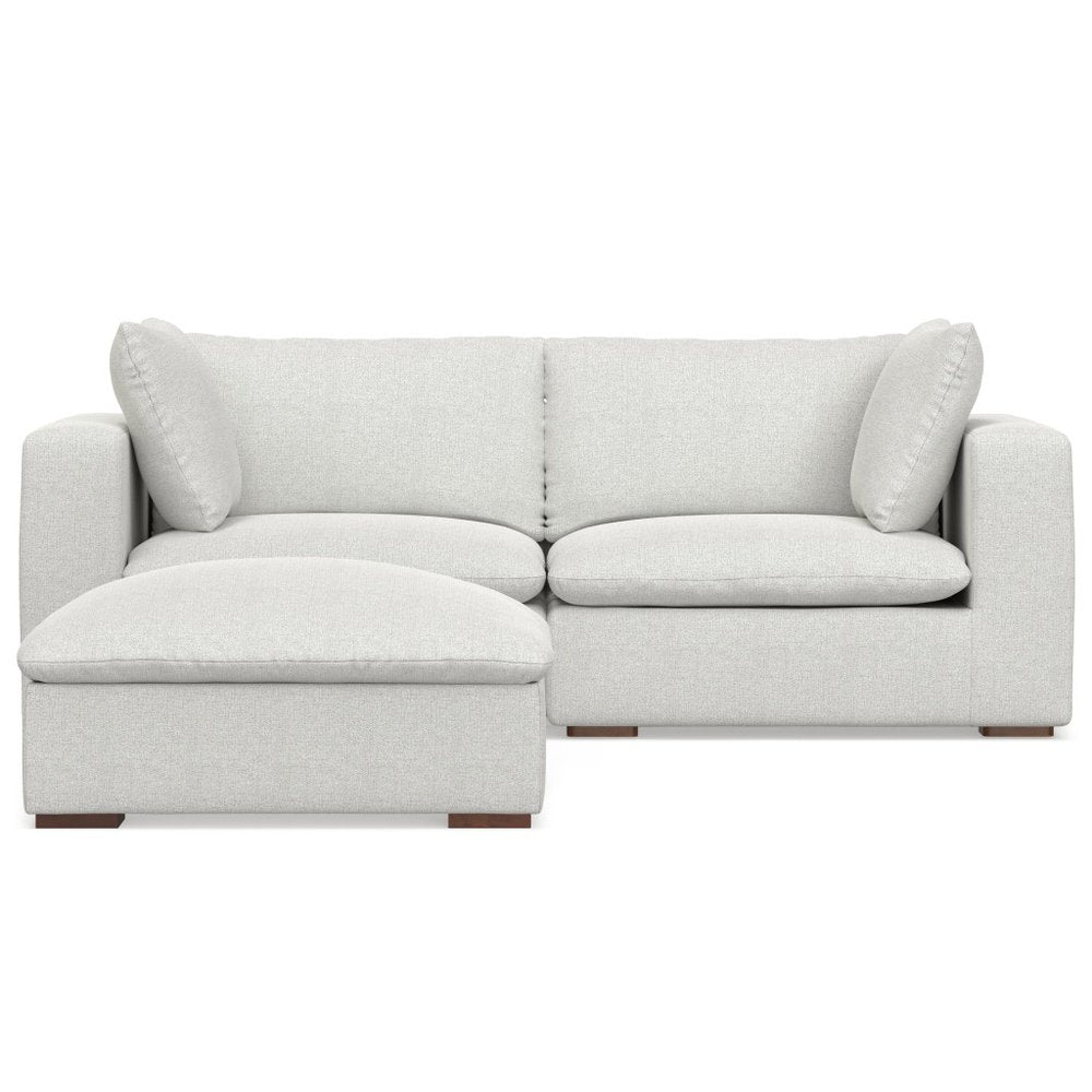 88" Gray Fabric Sofa With Ottoman With Brown Legs