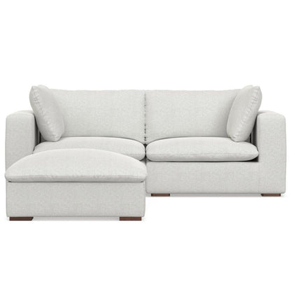 88" Gray Fabric Sofa With Ottoman With Brown Legs