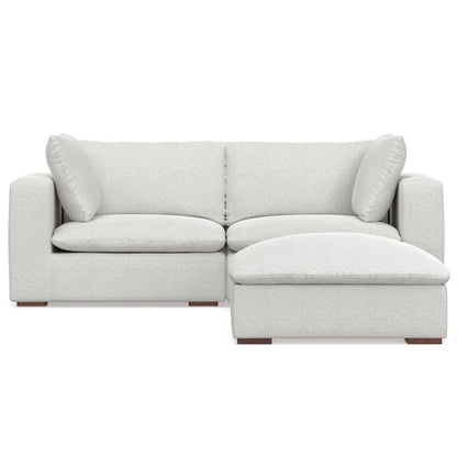 88" Gray Fabric Sofa With Ottoman With Brown Legs