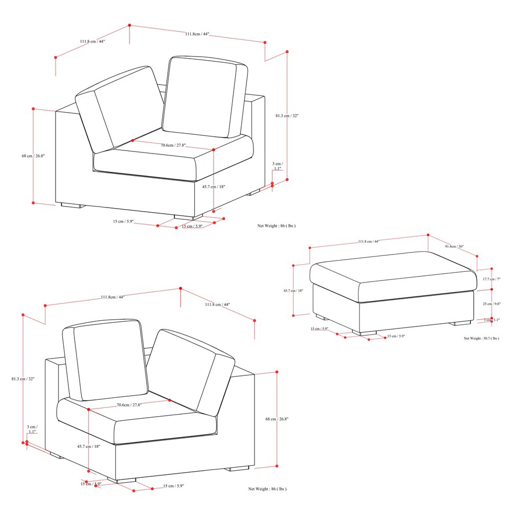 88" Gray Fabric Sofa With Ottoman With Brown Legs