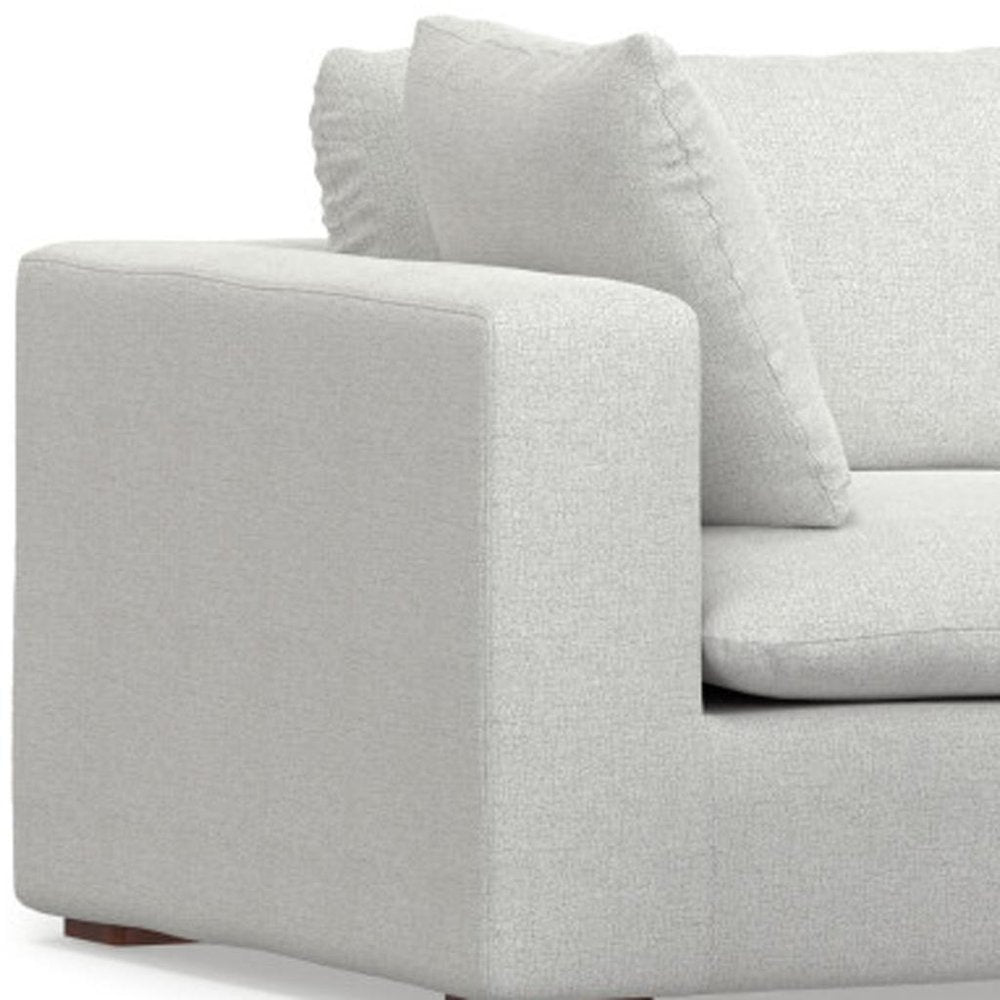 88" Gray Fabric Sofa With Ottoman With Brown Legs