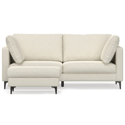 76" Cream Fabric Sofa With Ottoman With Black Legs