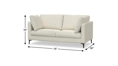76" Cream Fabric Sofa With Ottoman With Black Legs