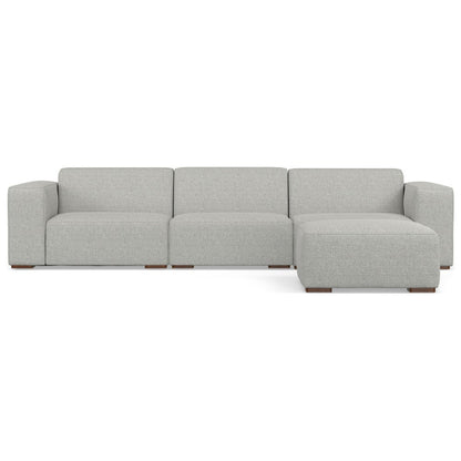 122" Gray Fabric Sofa With Ottoman With Brown Legs