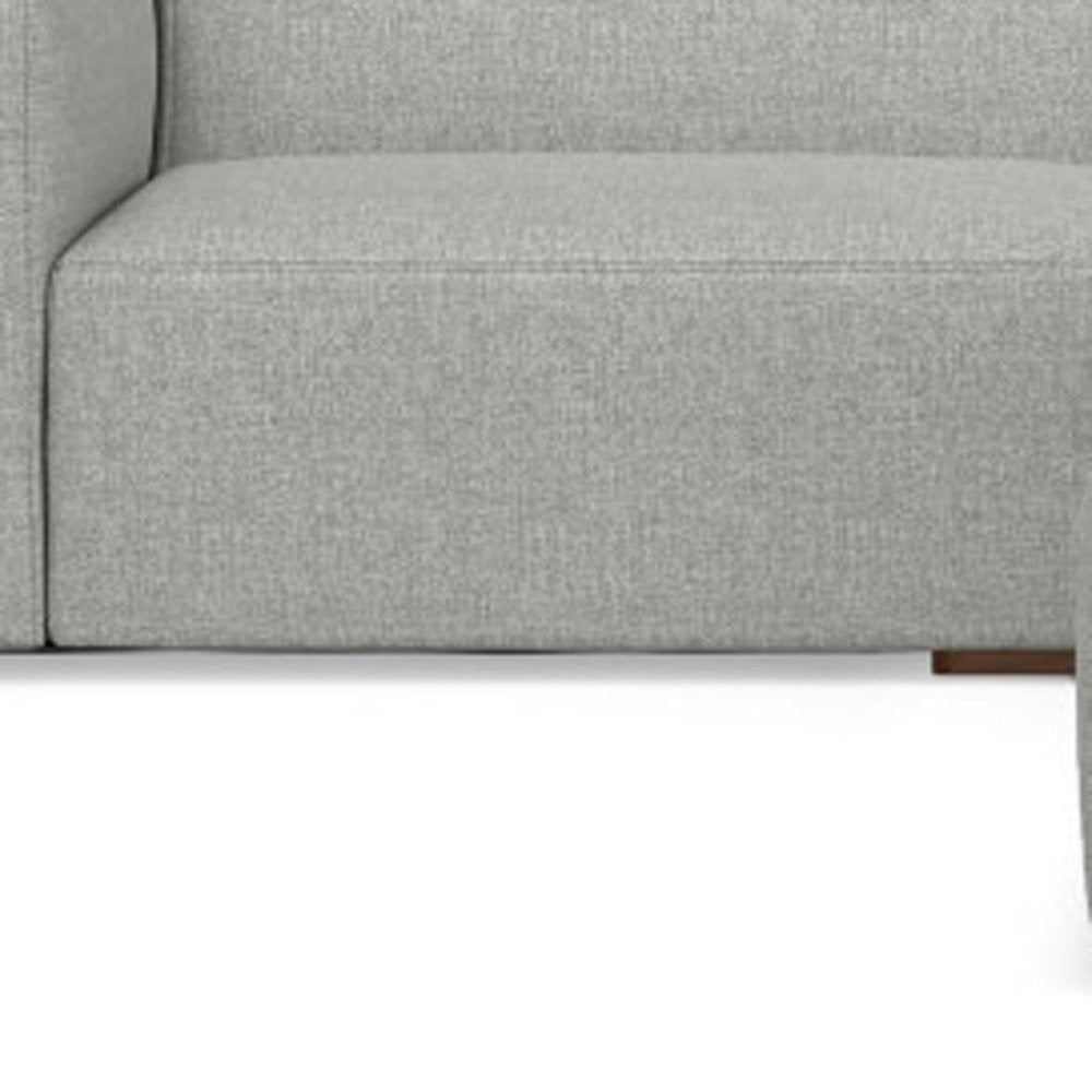 122" Gray Fabric Sofa With Ottoman With Brown Legs