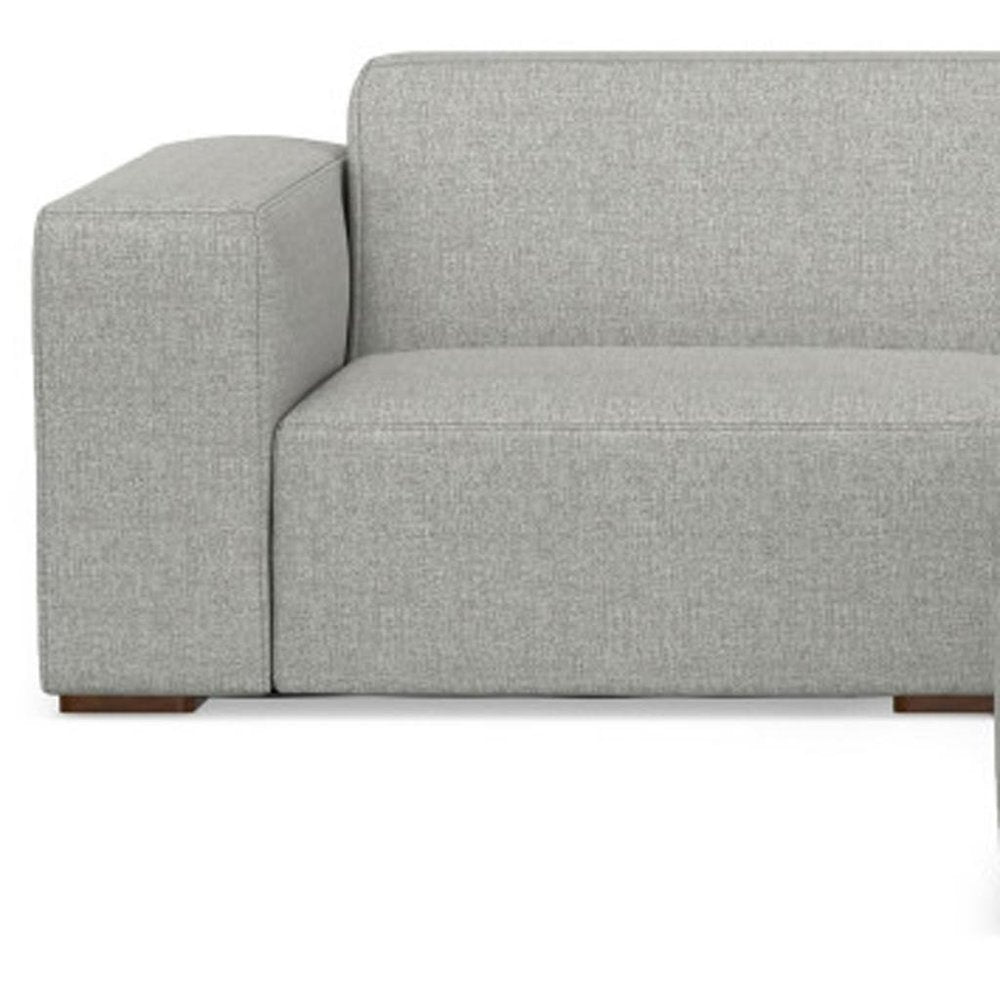 122" Gray Fabric Sofa With Ottoman With Brown Legs