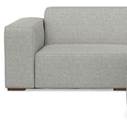 122" Gray Fabric Sofa With Ottoman With Brown Legs
