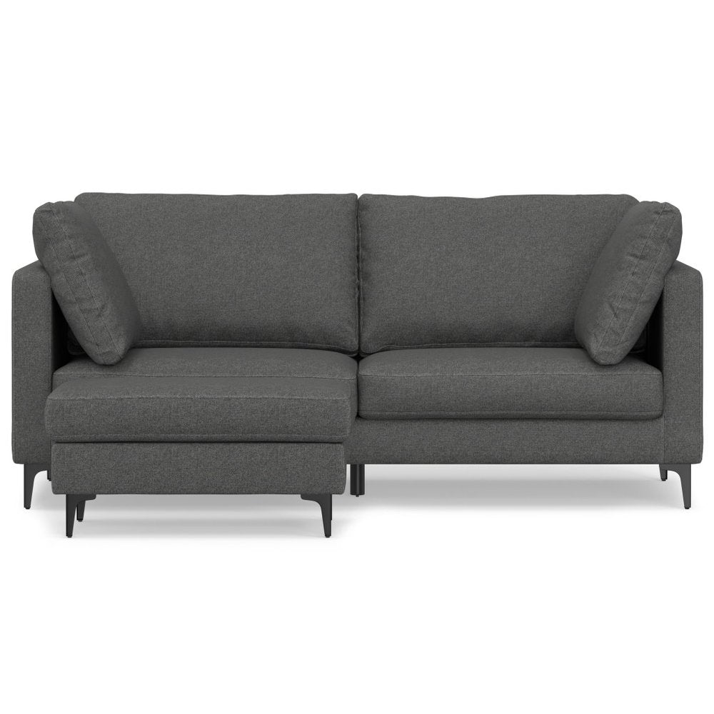76" Gray Fabric Sofa With Ottoman With Black Legs