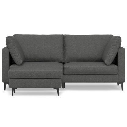 76" Gray Fabric Sofa With Ottoman With Black Legs
