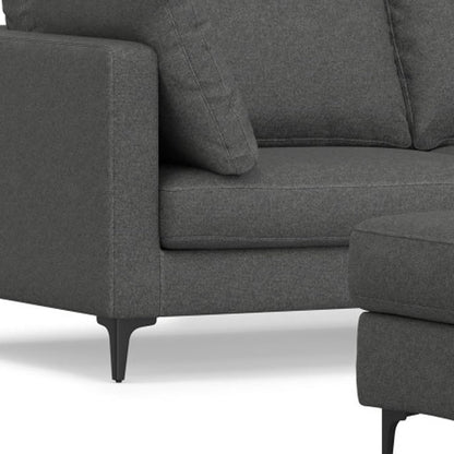 76" Gray Fabric Sofa With Ottoman With Black Legs
