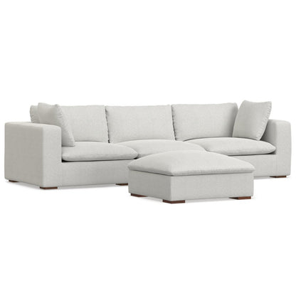 125" Gray Fabric Sofa With Ottoman With Brown Legs