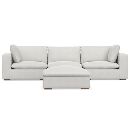 125" Gray Fabric Sofa With Ottoman With Brown Legs