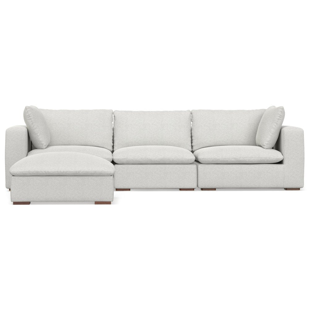 125" Gray Fabric Sofa With Ottoman With Brown Legs