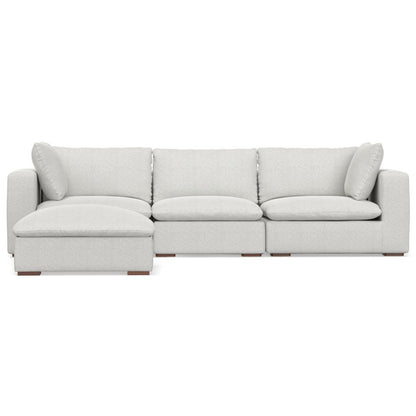 125" Gray Fabric Sofa With Ottoman With Brown Legs
