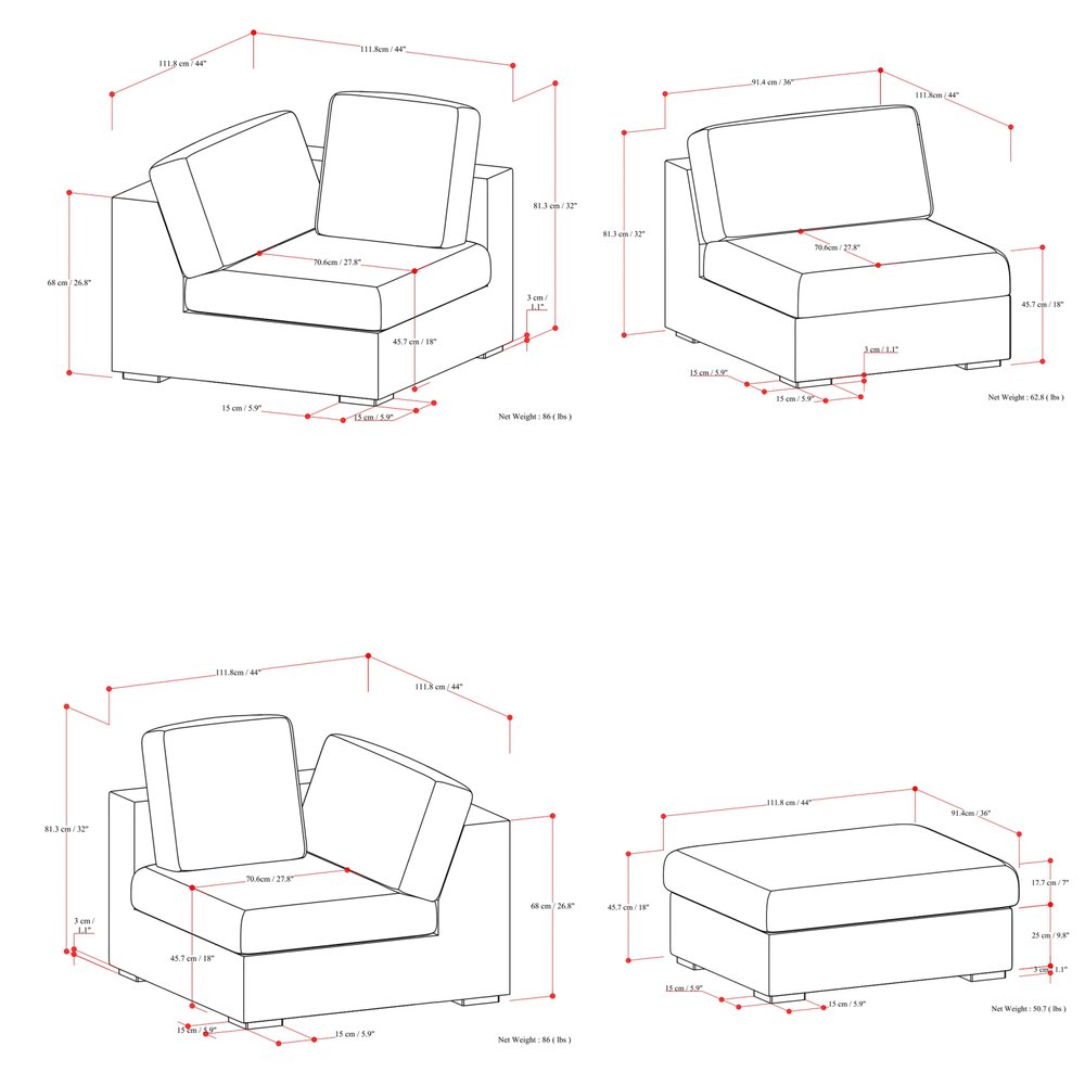125" Gray Fabric Sofa With Ottoman With Brown Legs