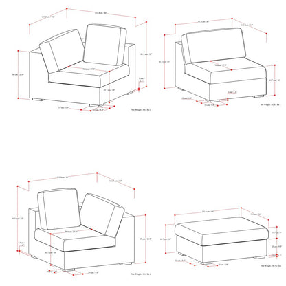 125" Gray Fabric Sofa With Ottoman With Brown Legs