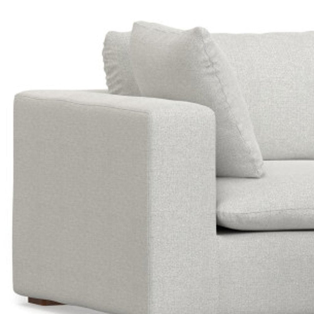 125" Gray Fabric Sofa With Ottoman With Brown Legs