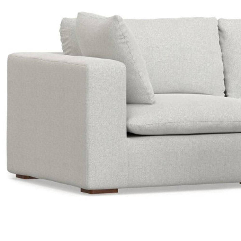 125" Gray Fabric Sofa With Ottoman With Brown Legs