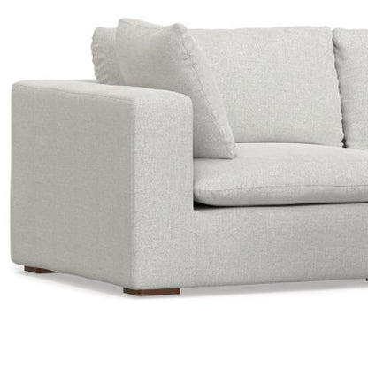 125" Gray Fabric Sofa With Ottoman With Brown Legs