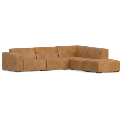 116" Sienna Leather Sofa With Ottoman With Brown Legs