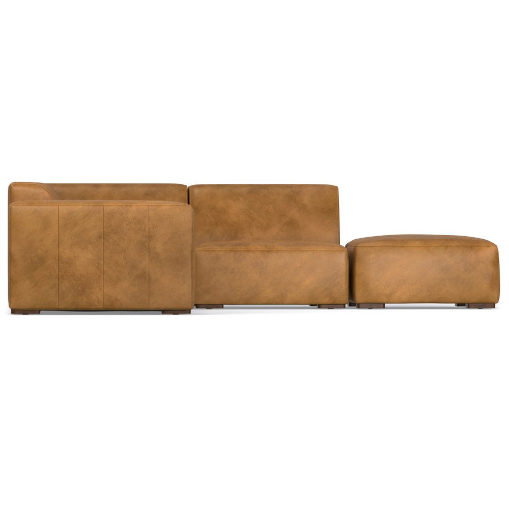 116" Sienna Leather Sofa With Ottoman With Brown Legs