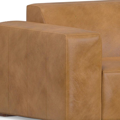 116" Sienna Leather Sofa With Ottoman With Brown Legs