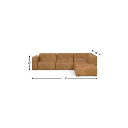 116" Sienna Leather Sofa With Ottoman With Brown Legs