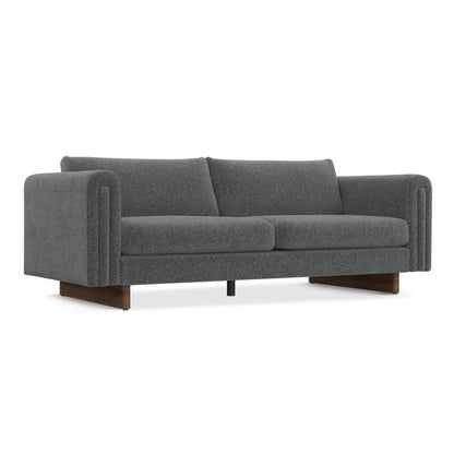 84" Dark Gray Fabric Sofa With Walnut Legs