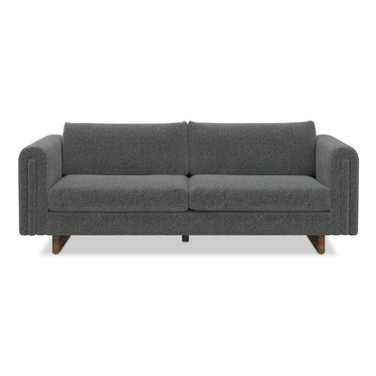 84" Dark Gray Fabric Sofa With Walnut Legs
