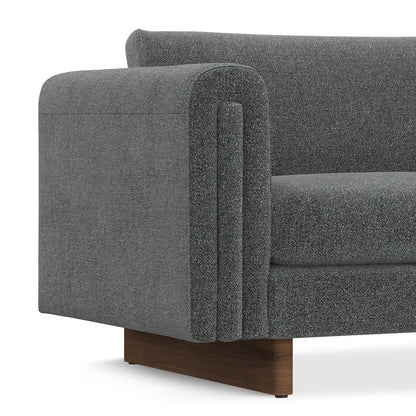 84" Dark Gray Fabric Sofa With Walnut Legs