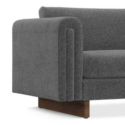 84" Dark Gray Fabric Sofa With Walnut Legs