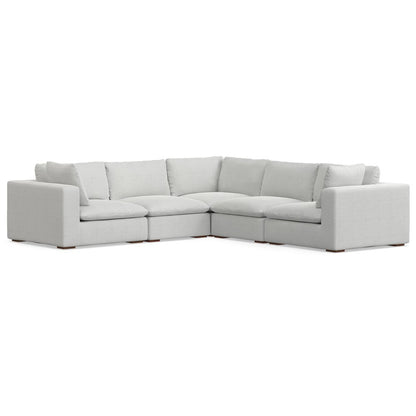125" Gray Fabric Modular Sofa With Brown Legs